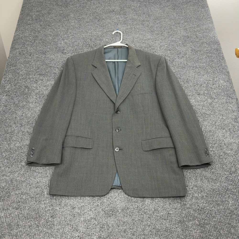 Vintage Gianni Blazer Mens XL Grey Micro Pattern Three Button Sport Coat Classic